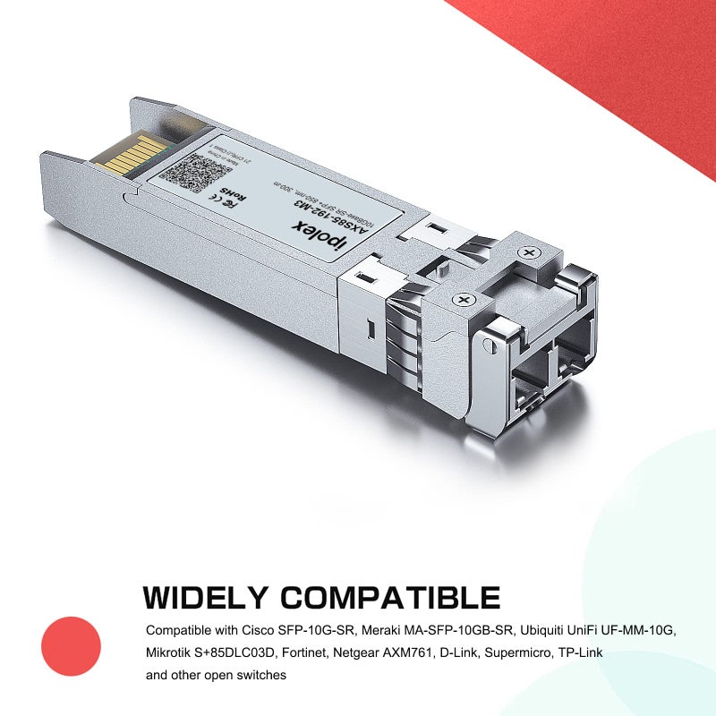 ipolex 10GBase-SR SFP+ Transceiver, 10Gb 850nm Multimode LC SFP Module for Cisco SFP-10G-SR, Meraki MA-SFP-10GB-SR, UniFi UACC-OM-MM-10G, Ubiquiti UF-MM-10G, Mikrotik, Fortinet, TP-Link and More - Image 2